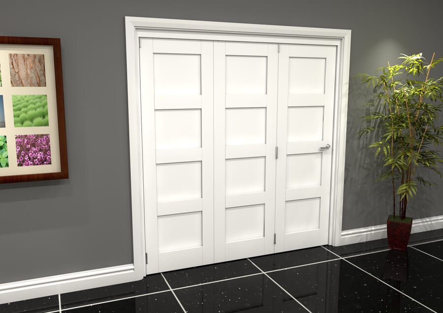 White 4P Shaker Roomfold Grande – 2060mm x 1902mm x 133mm (3 + 0 x 610mm Doors)