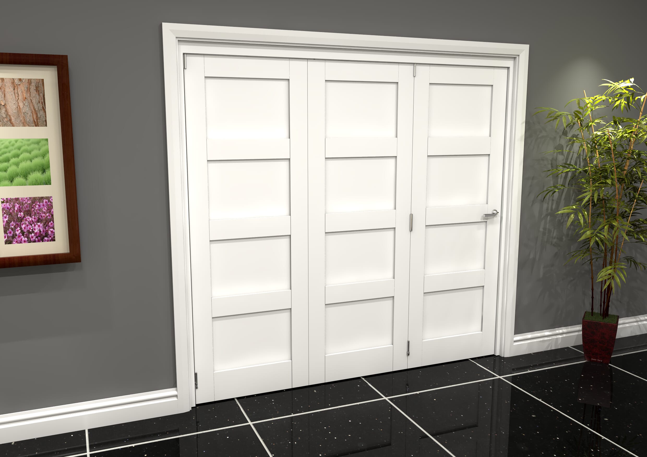 2133x2060x133mm White 4p Roomfold Grande (3+0) At Climadoor