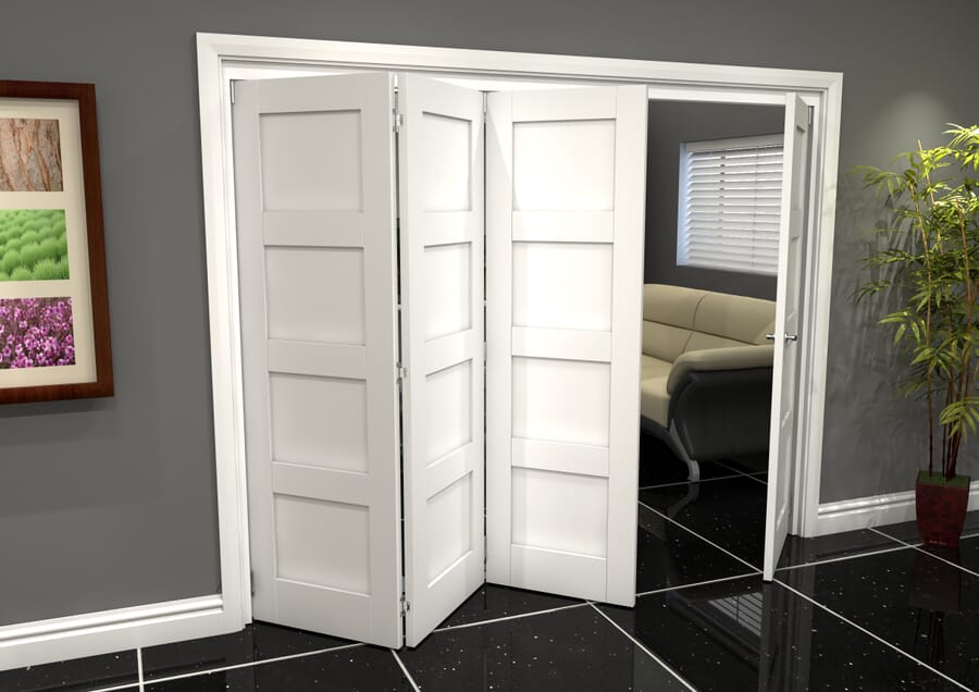 White 4P Shaker Roomfold Grande – 2060mm x 2832mm x 133mm (3 + 1 x 686mm Doors)