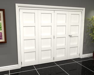 White Shaker 4 Panel 4 Door Roomfold Grande (3 + 1 x 686mm Doors)