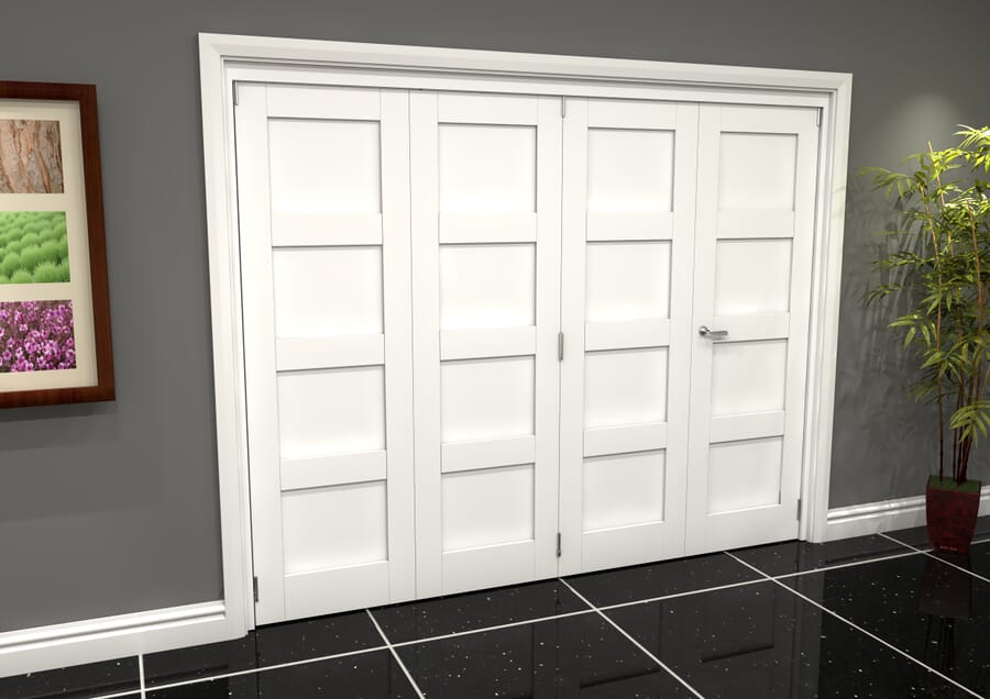 White 4P Shaker Roomfold Grande – 2060mm x 2832mm x 133mm (3 + 1 x 686mm Doors)
