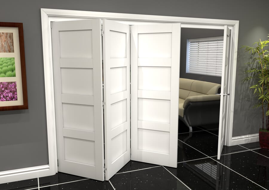 White 4P Shaker Roomfold Grande – 2060mm x 3136mm x 133mm (3 + 1 x 762mm Doors)