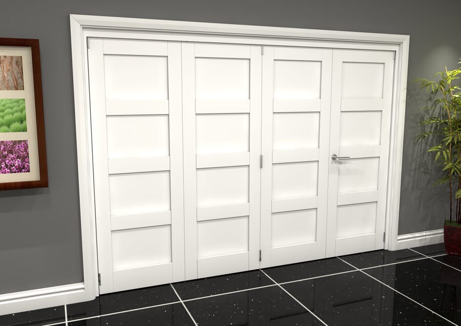 White 4P Shaker Roomfold Grande – 2060mm x 3136mm x 133mm (3 + 1 x 762mm Doors)