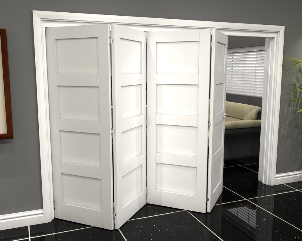 White Shaker 4 Panel 4 Door Roomfold Grande (4 + 0 x 762mm Doors)