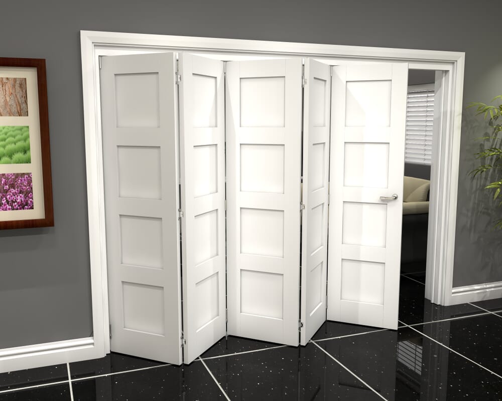 White Shaker 4 Panel 5 Door Roomfold Grande (5 + 0 x 610mm Doors)