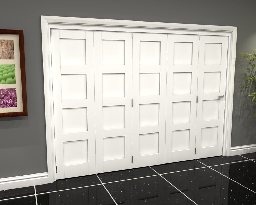 White Shaker 4 Panel 5 Door Roomfold Grande (5 + 0 x 610mm Doors)