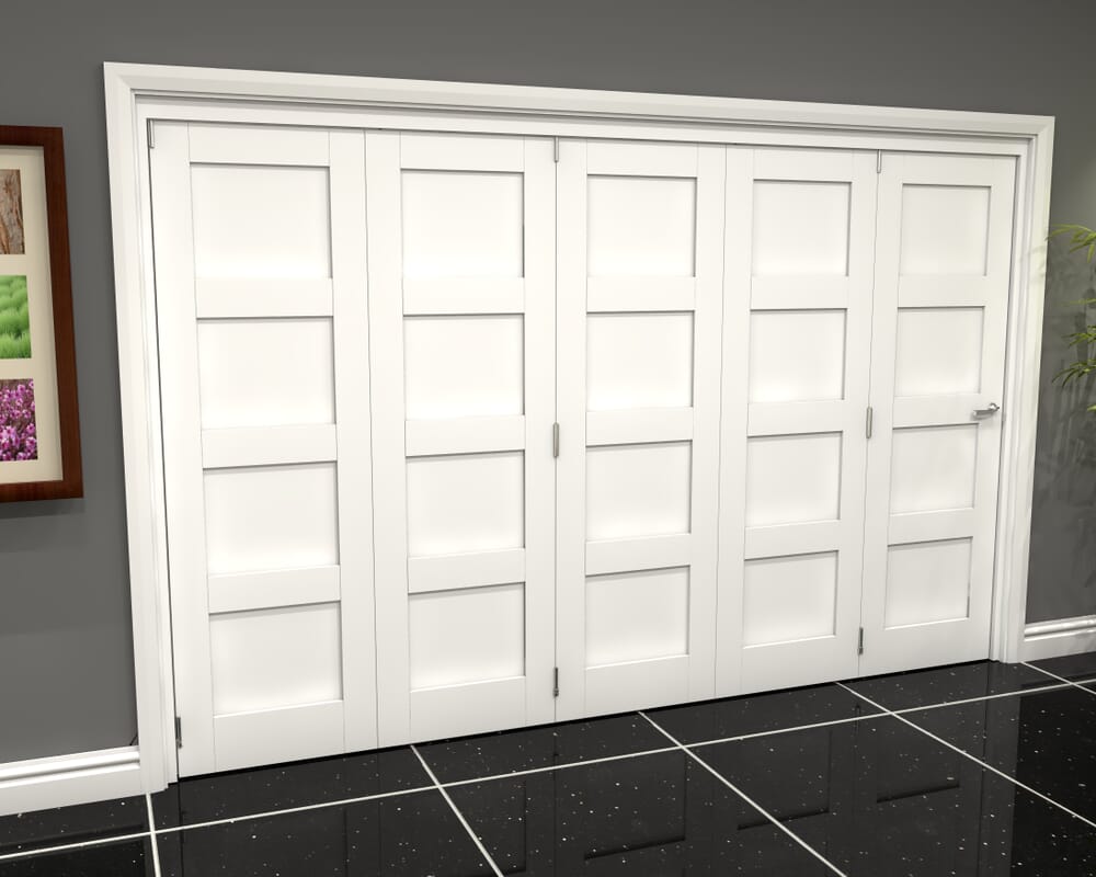 White Shaker 4 Panel 5 Door Roomfold Grande (5 + 0 x 686mm Doors)
