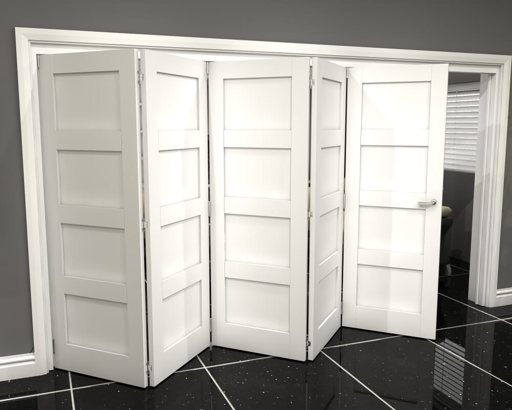 White Shaker 4 Panel 5 Door Roomfold Grande (5 + 0 x 762mm Doors)