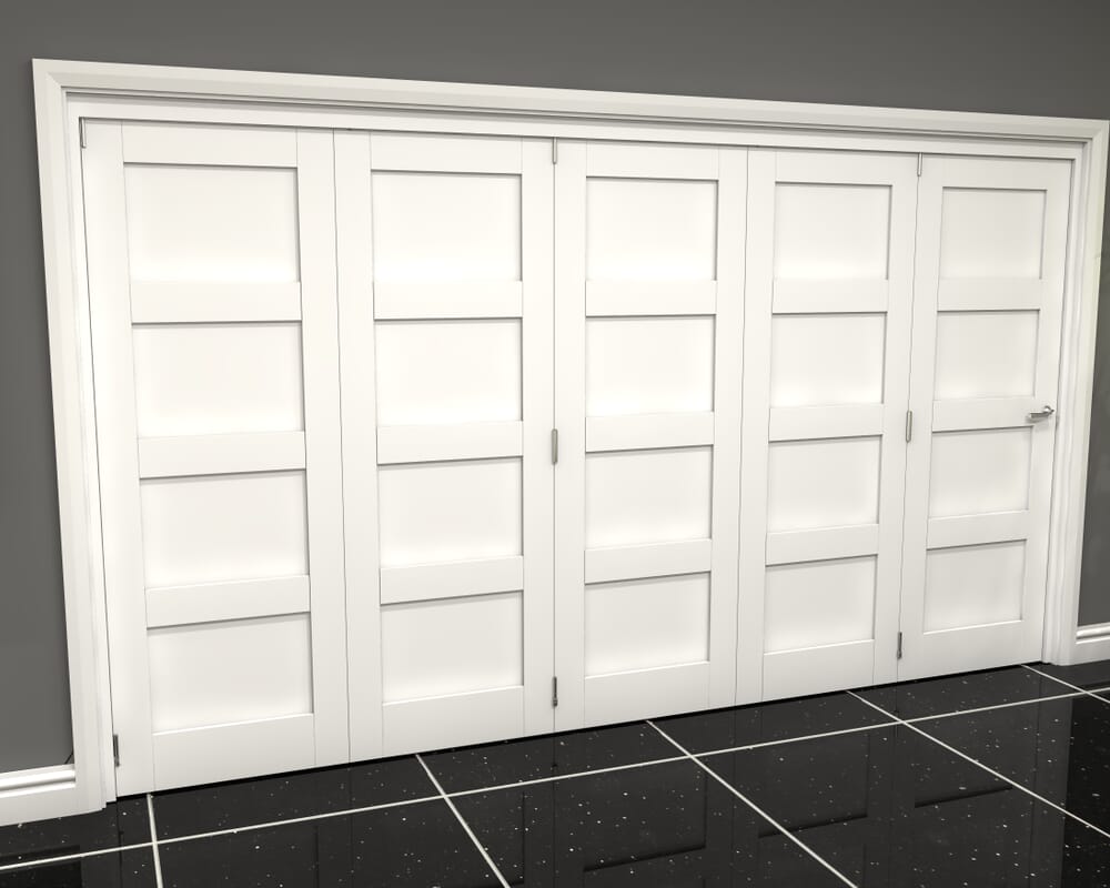 White Shaker 4 Panel 5 Door Roomfold Grande (5 + 0 x 762mm Doors)