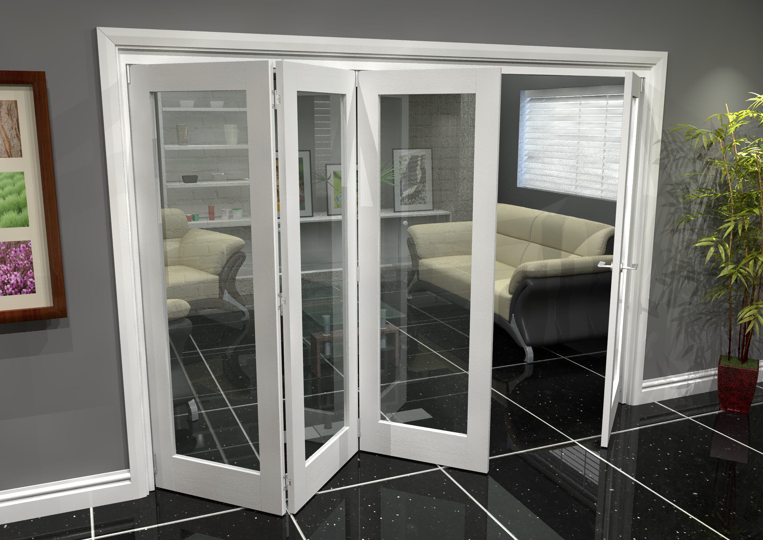 White P10 Roomfold Grande (3 + 1 X 686mm Doors) Bifold Doors At Climadoor