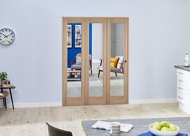 Slimline Glazed Oak Prefinished 3 Door Roomfold (3 X 15" Doors) Image