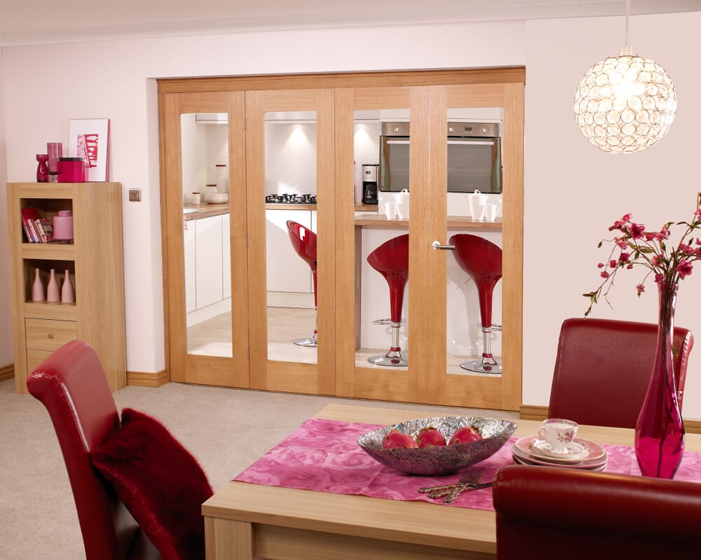 Glazed Oak Prefinished 4 Door Roomfold (4 x 1