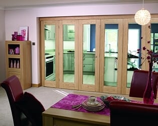 Glazed Oak Prefinished 6 Door Roomfold (3+3 X 2