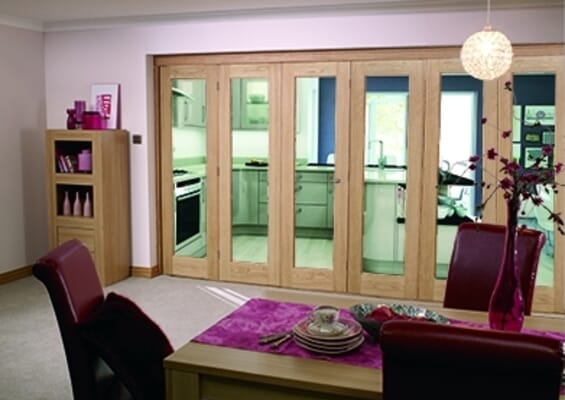 Glazed Oak Prefinished 6 Door Roomfold (3+3 x 2'3