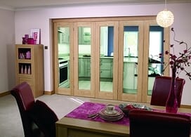 Slimline Glazed Oak Prefinished 5 Door Roomfold (5 X 18" Doors) Image