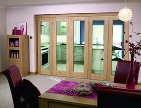 Slimline Glazed Oak Prefinished 5 Door Roomfold (5 x 18" Doors)