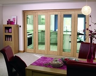 Glazed Oak Prefinished 5 Door Roomfold (5 X 2