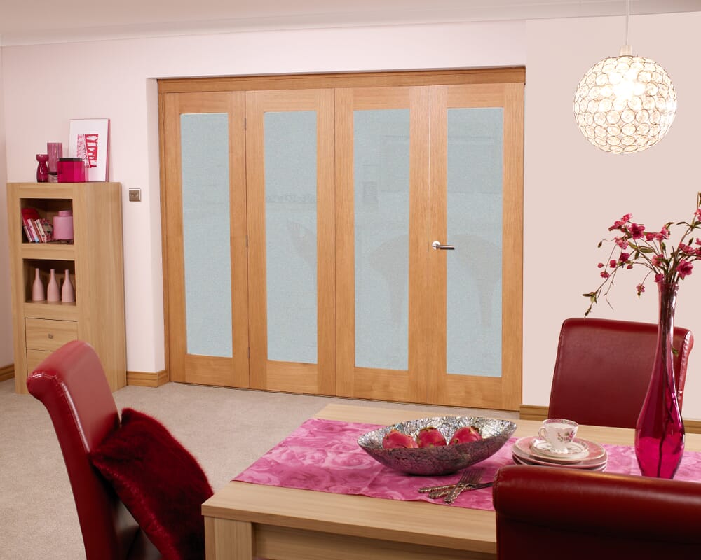 Frosted Glazed Prefinished Oak - 4 Door Roomfold (4 x 2