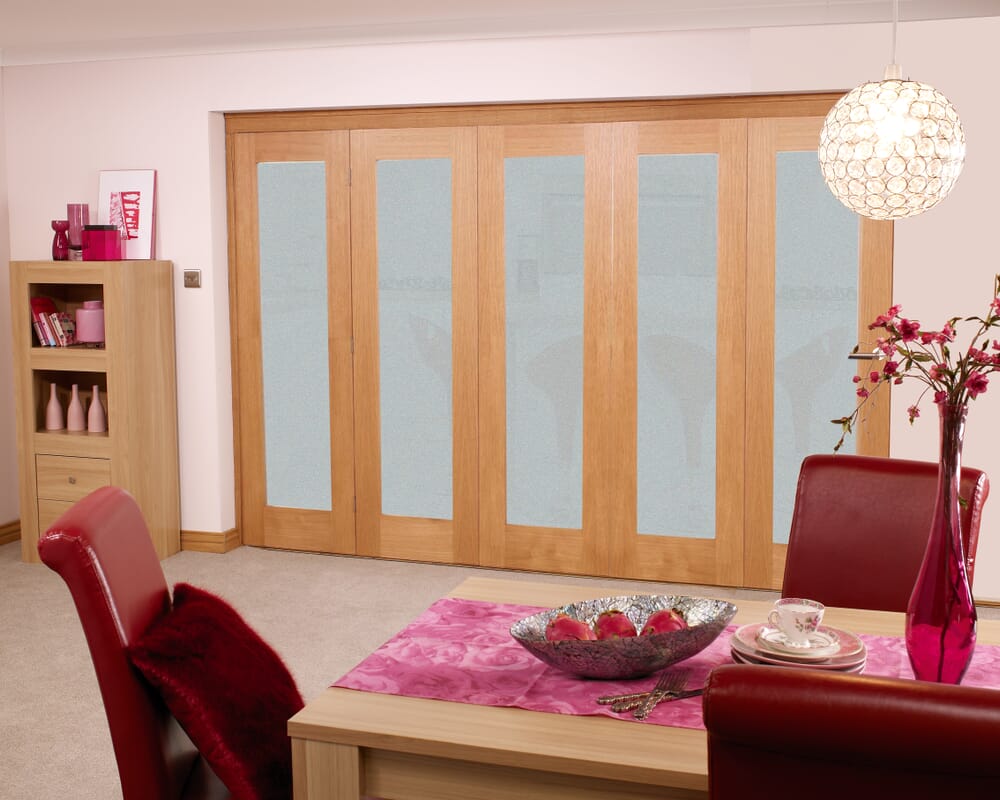 Frosted Glazed Prefinished Oak - 5 Door Roomfold (5 x 2