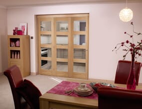 Prefinished Oak 4 Light 3 Door Roomfold (3 x 1