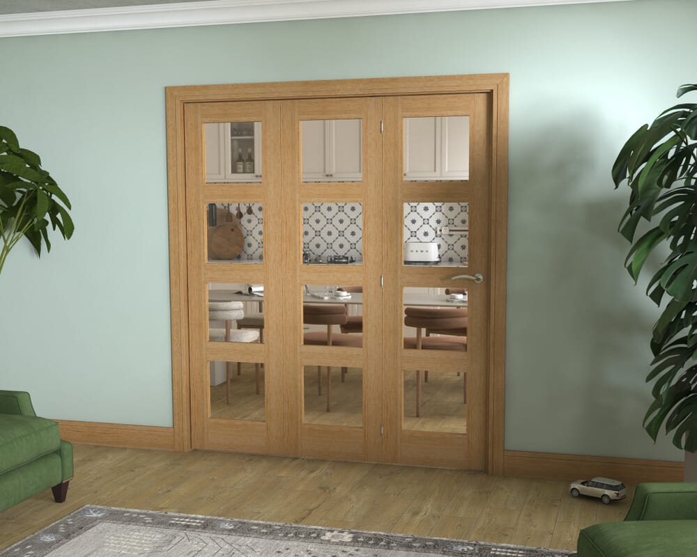Prefinished Oak 4 Light 3 Door Roomfold (3 x 573mm doors)