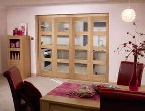 Prefinished Oak 4 Light 4 Door Roomfold (4 x 1