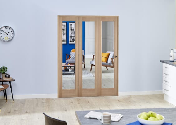 Slimline Glazed Oak - 3 Door Roomfold (3 x 15