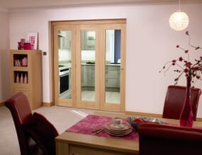 Oak Pattern 10 Roomfold  Internal Bifold Doors with Clear Glass