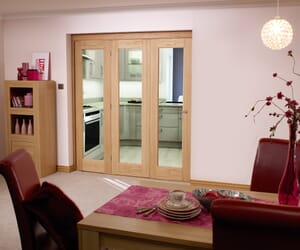 Oak Pattern 10 Roomfold  Internal Bifold Doors with Clear Glass