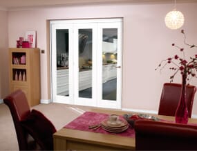 White Pattern 10 Roomfold  Internal Bifold Doors with Clear Glass