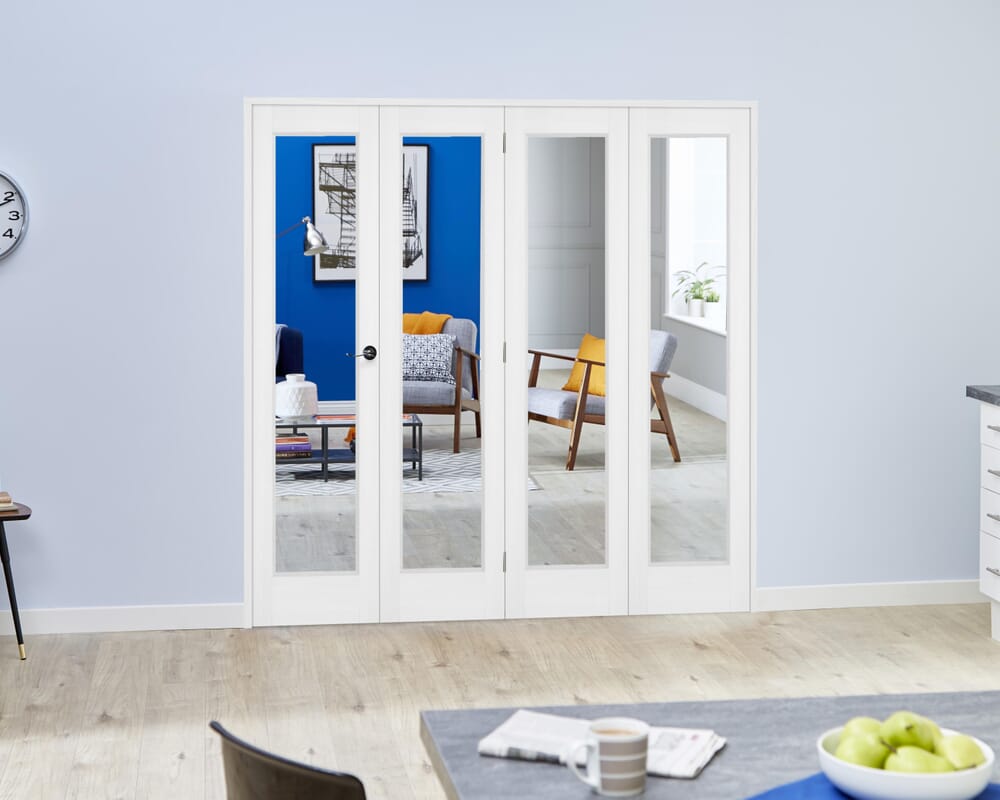 Slimline White Bifold 4 Door Roomfold (4 x 15" Doors)
