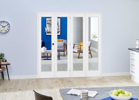 Slimline White Bifold 4 Door Roomfold (4 x 15" Doors)