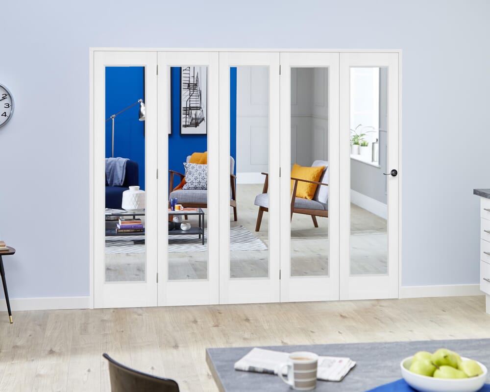 Slimline White Bifold 5 Door Roomfold (5 x 15" Doors)