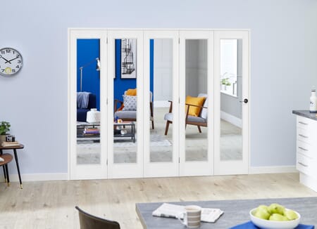 Slimline White Bifold 5 Door Roomfold (5 x 15" Doors)