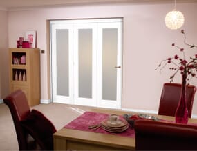 White Pattern 10 Roomfold  Internal Bifold Doors with Frosted Glass