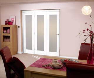 White Pattern 10 Roomfold Internal Bifold Doors with Frosted Glass
