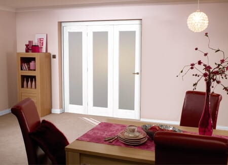 Frosted Glazed White 3 Door Roomfold (3 x 21" doors)