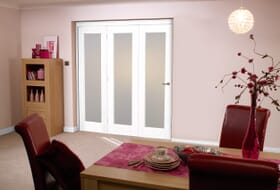 White Bifold 3 Door System (1800mm 6ft) Frosted. Image