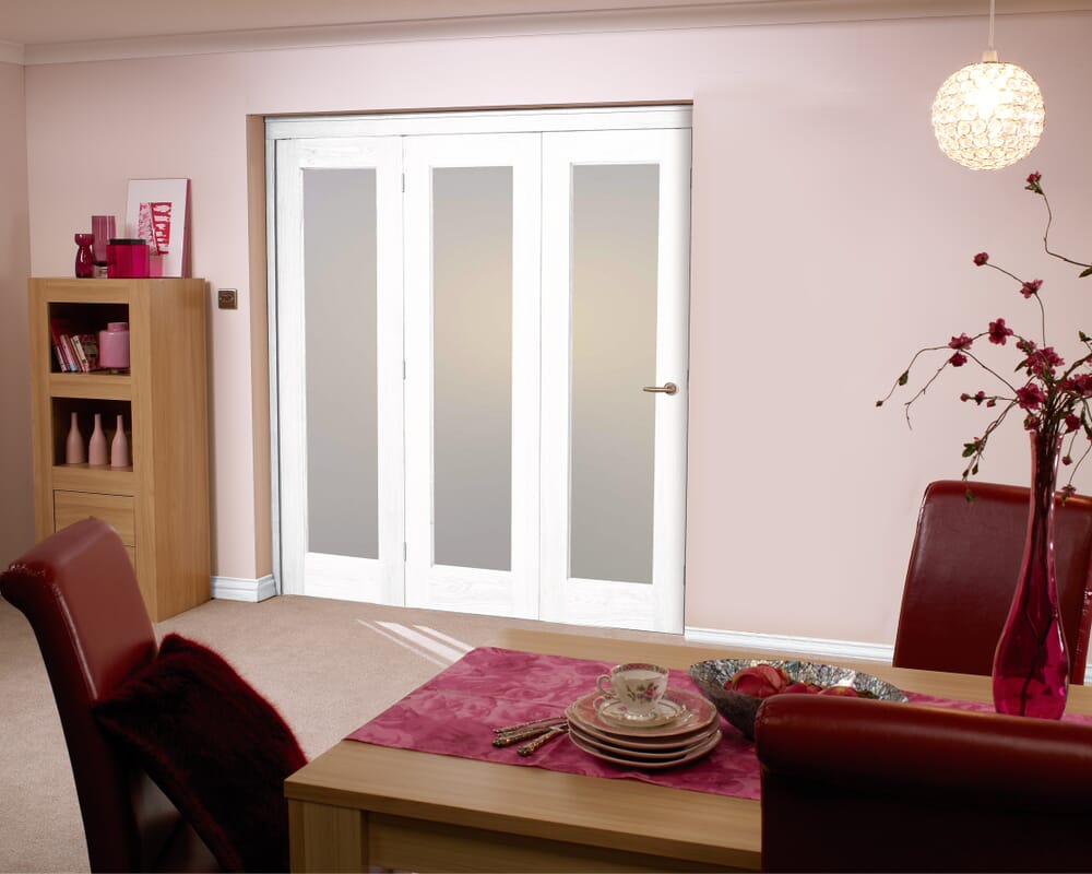 Frosted Glazed White 3 Door Roomfold (3 x 27" doors)