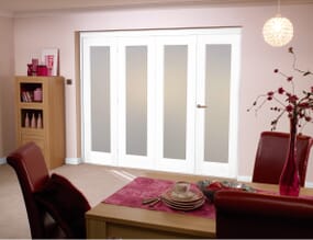 Frosted Glazed White 4 Door Roomfold (4 x 21" doors)