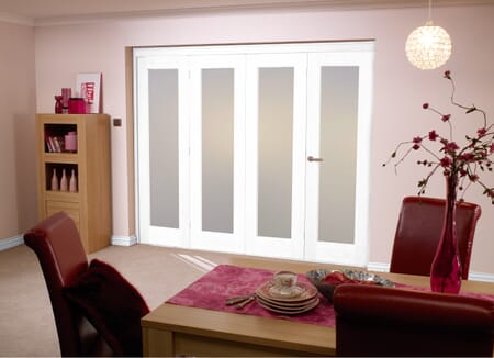 Frosted Glazed White 4 Door Roomfold (4 x 24" doors)