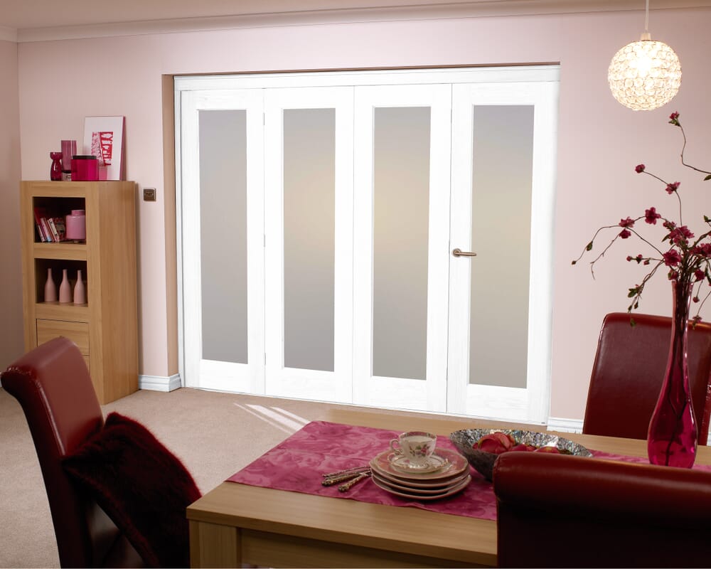 Frosted Glazed White 4 Door Roomfold (4 x 27" doors)
