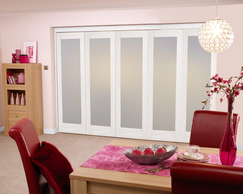 Frosted Glazed White 5 Door Roomfold (5 x 24" doors)