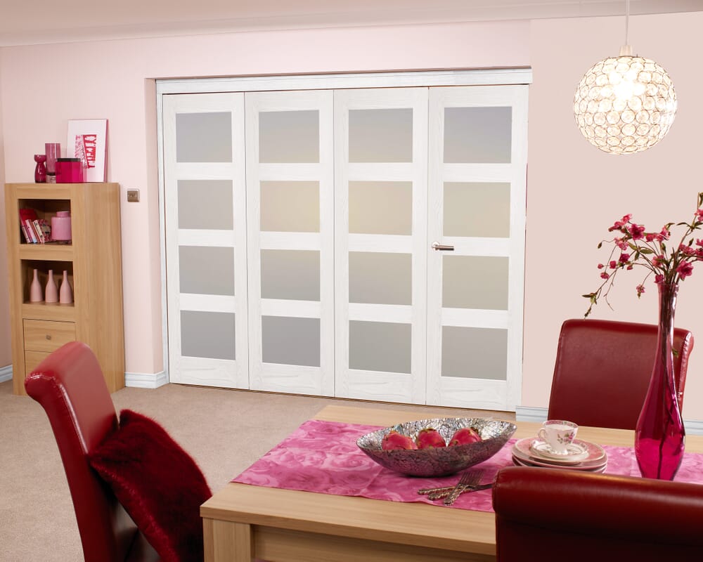 Frosted Glazed White 4L 4 Door Roomfold (4 x 2