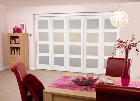 Frosted Glazed White 4L 5 Door Roomfold (5 x 2