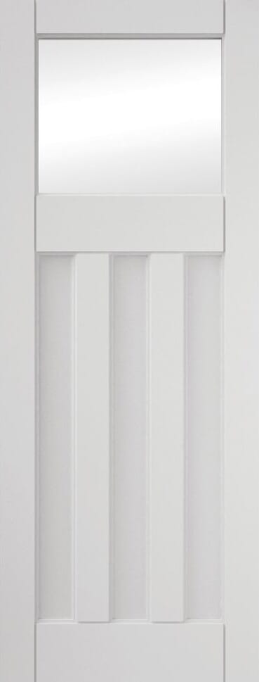 Deco 3 Panel Clear Glazed Primed White Internal Doors