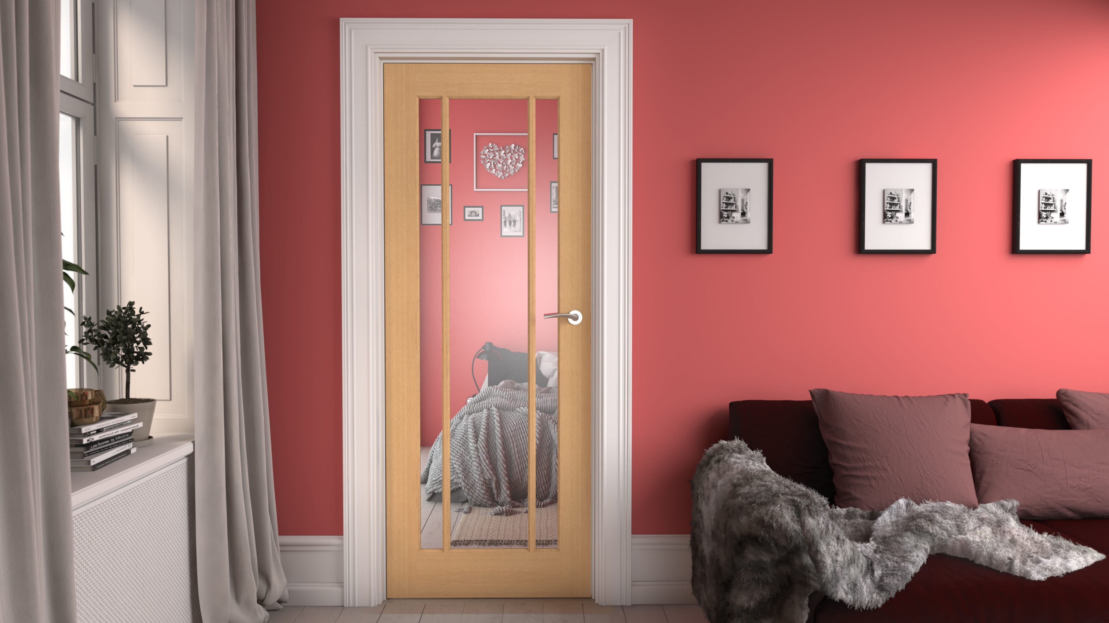 1981 x 762 x 35mm (30") Lincoln Oak Glazed - Clear Internal Door