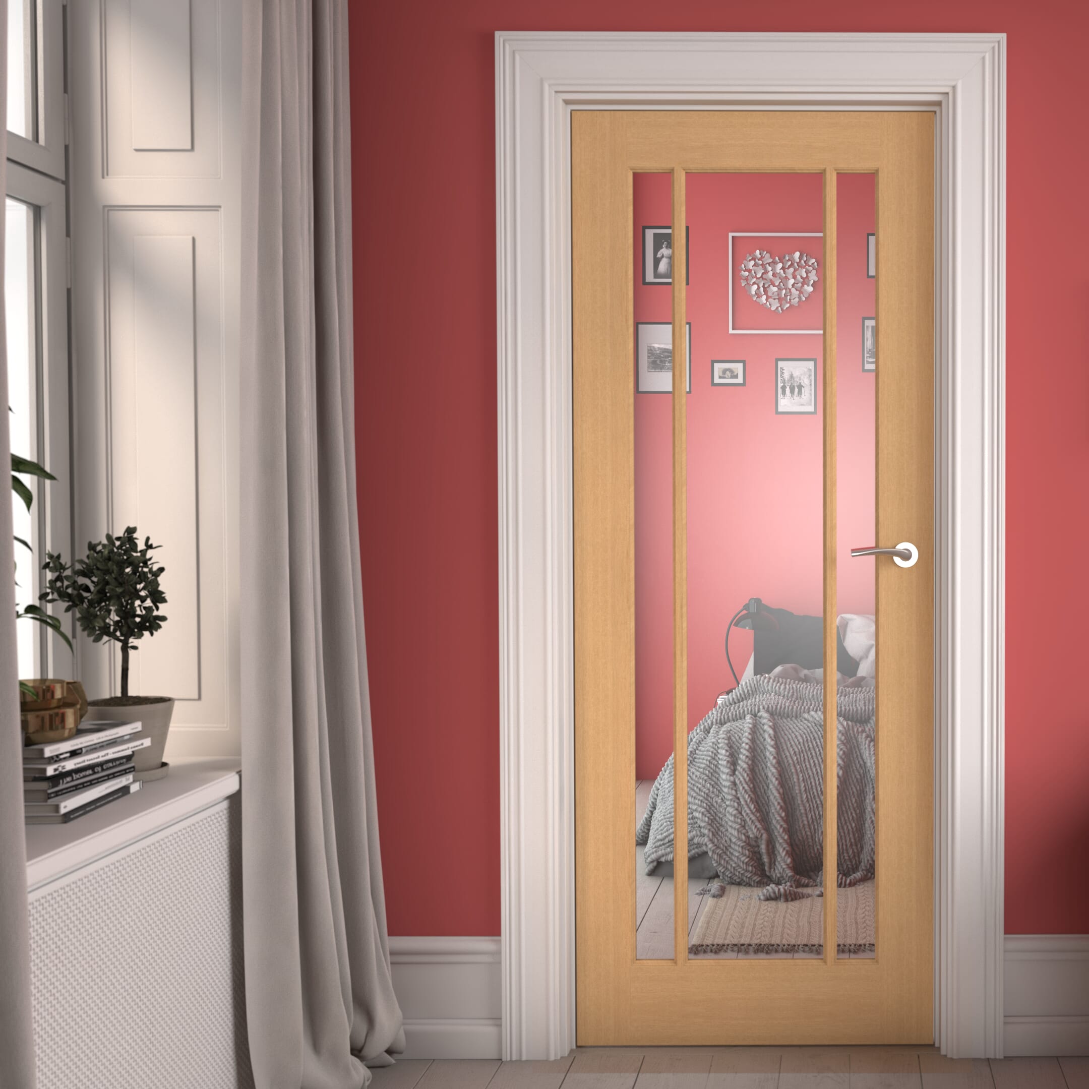 1981 x 762 x 35mm (30") Lincoln Oak Glazed - Clear Internal Door