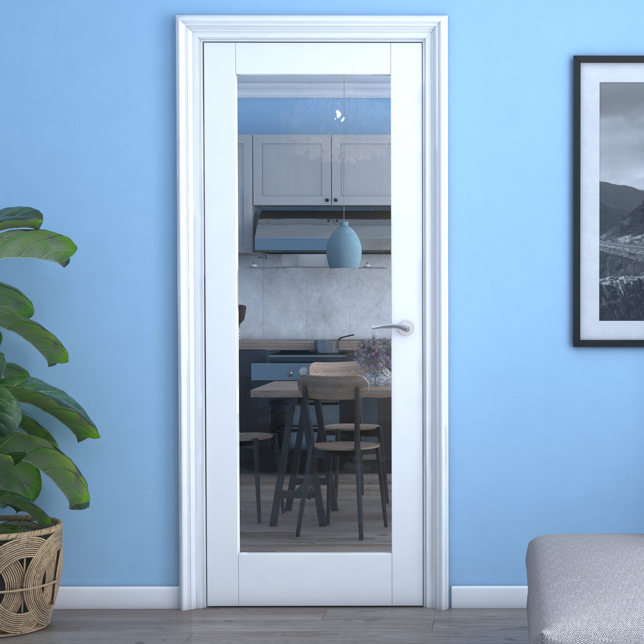 2032 x 813 x 35mm (32") Shaker Glazed White Internal Door