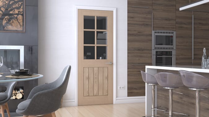 1981 x 686 x 35mm (27") Mexicano Oak 6L Glazed  Internal Door